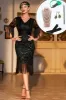 Dark Green Sequined Fringed Short Sleeves 1920s Gatsby Dress with Accessories Set sold by Zapaka