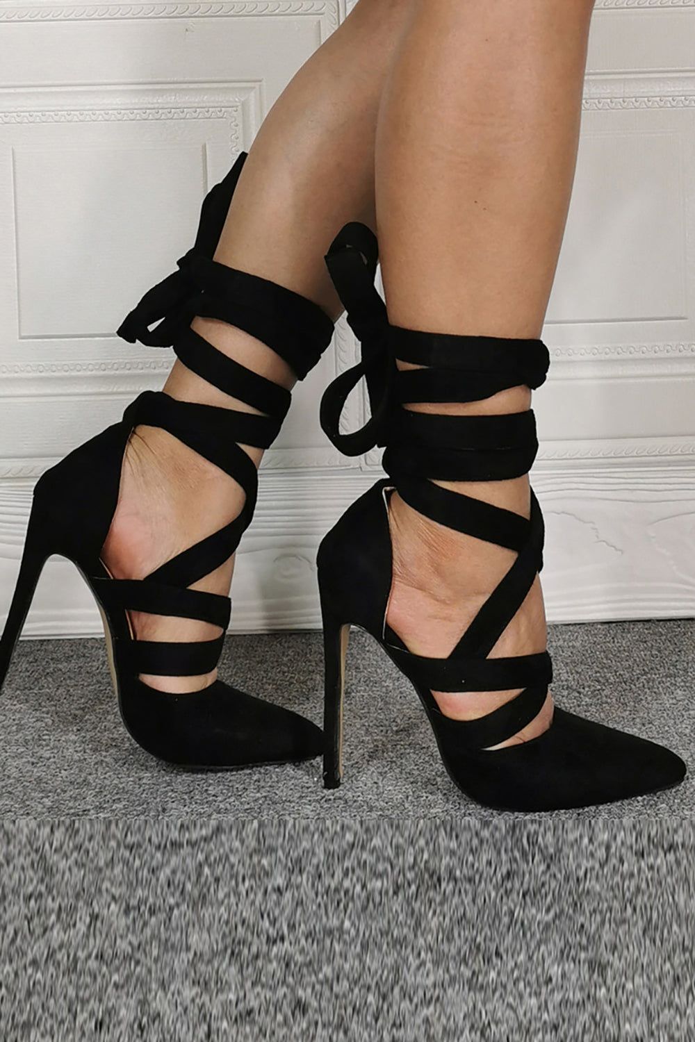 Pointed Toe Black Strappy High Heels sold by Zapaka product image thumbnail 3