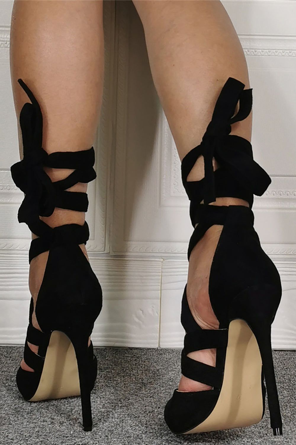 Pointed Toe Black Strappy High Heels sold by Zapaka product image thumbnail 4