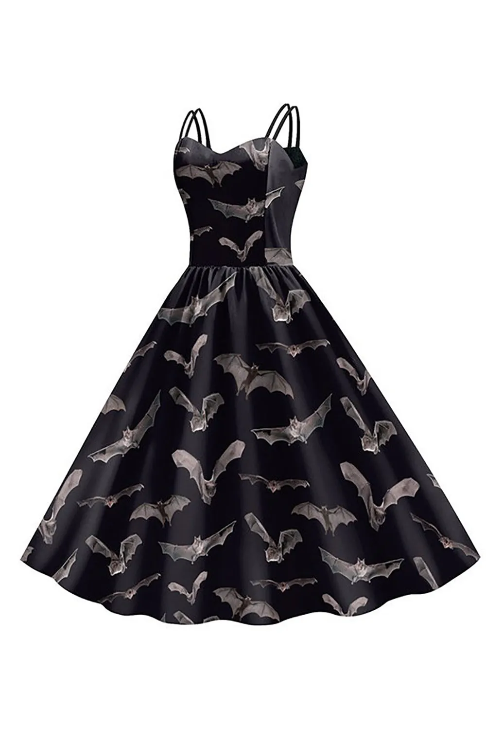 Bat Embroidery Halloween Black Vintage Dress sold by Zapaka product image thumbnail 3