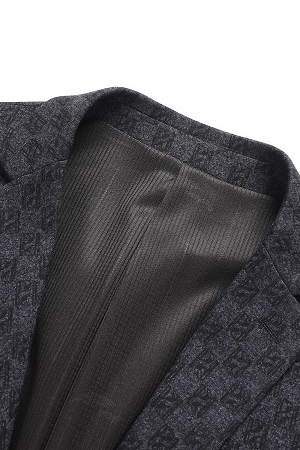 Grey Jacquard Single Breasted Men's Blazer sold by Zapaka product image thumbnail 2