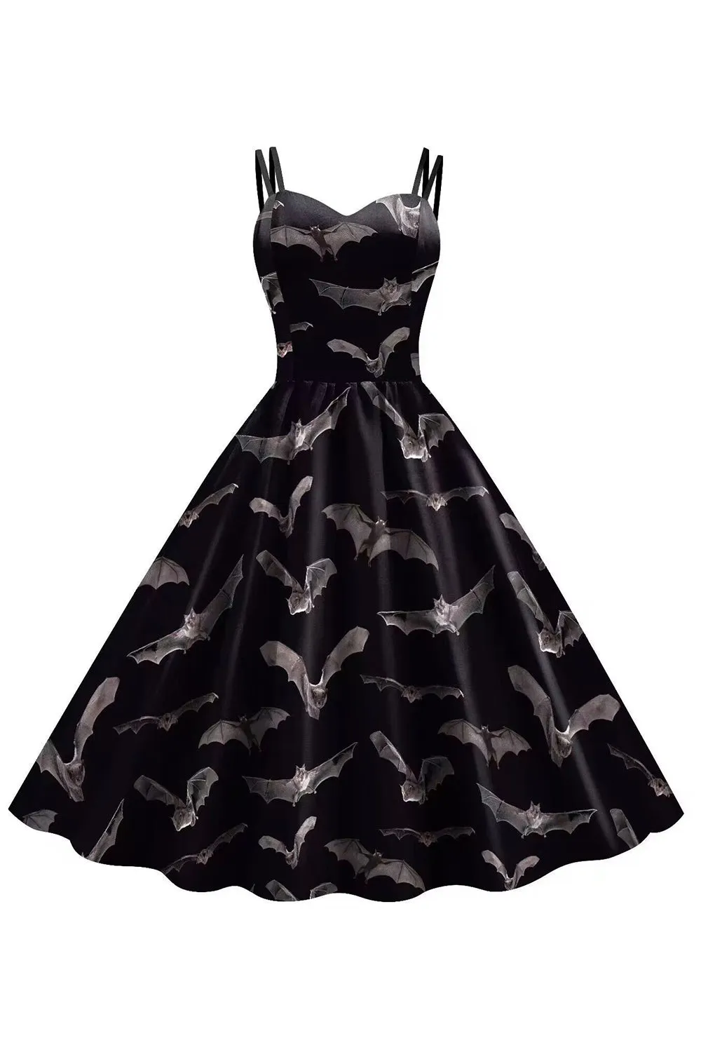 Bat Embroidery Halloween Black Vintage Dress sold by Zapaka