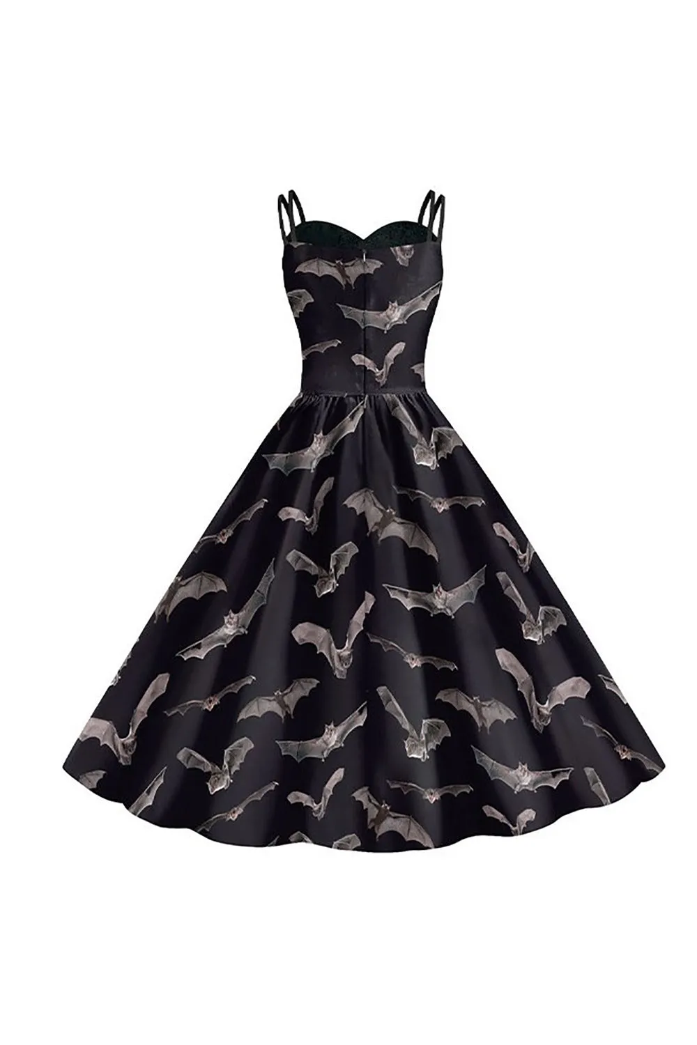 Bat Embroidery Halloween Black Vintage Dress sold by Zapaka product image thumbnail 2