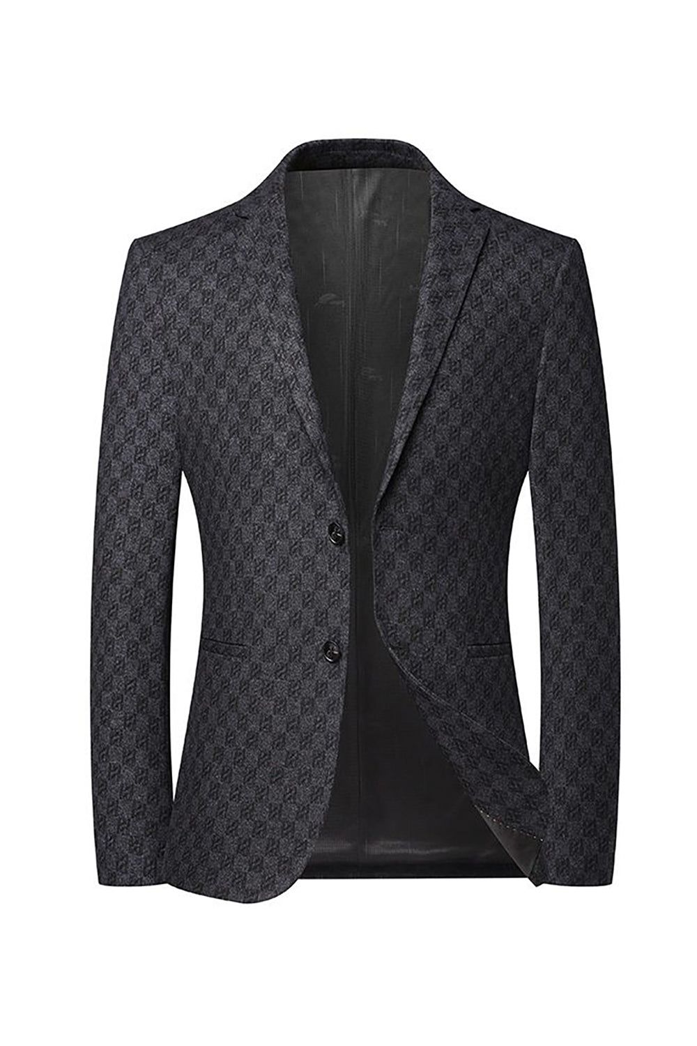 Grey Jacquard Single Breasted Men's Blazer sold by Zapaka