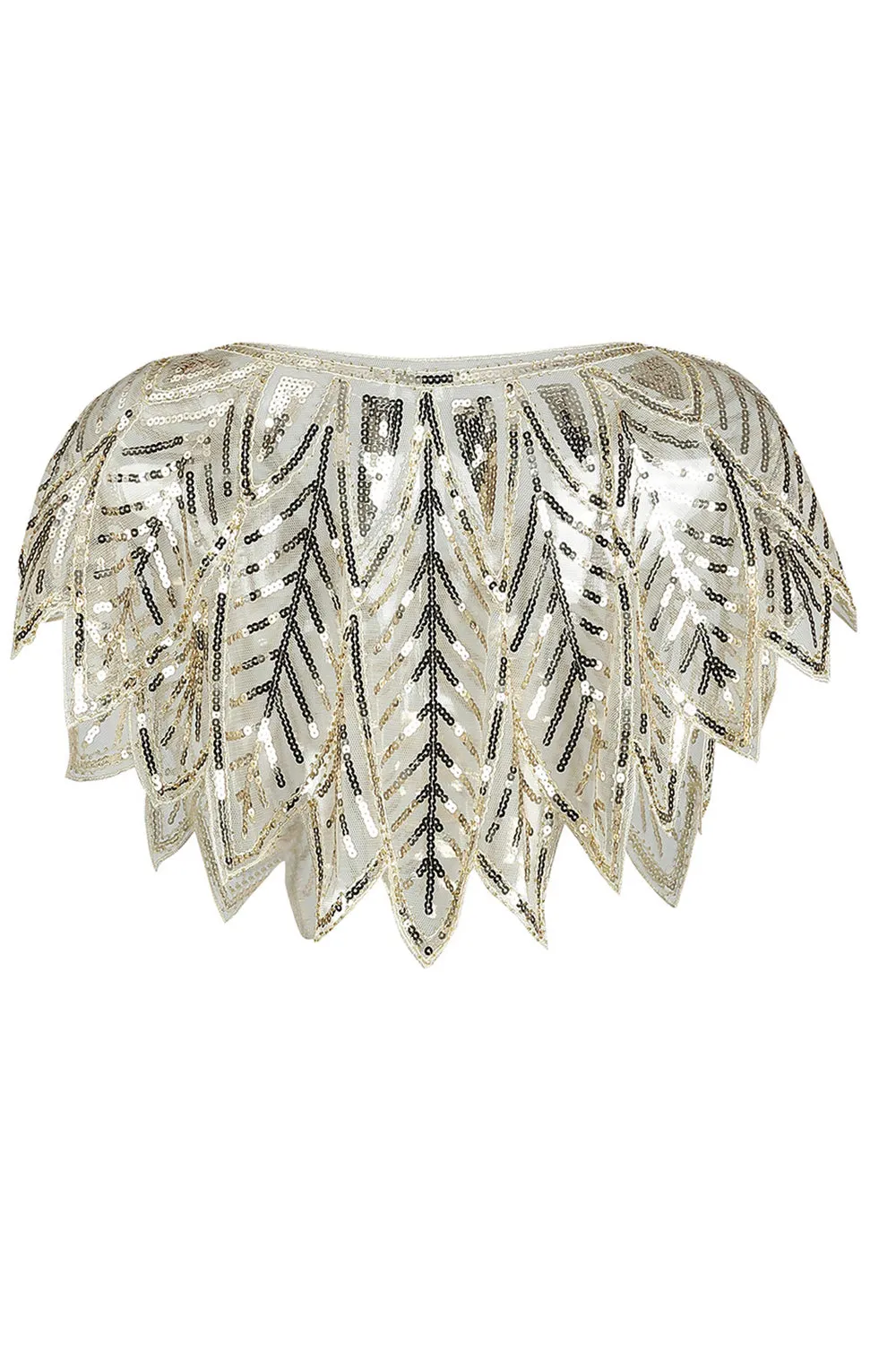 Ivory Sequin Glitter 1920s Cape sold by Zapaka product image thumbnail 2