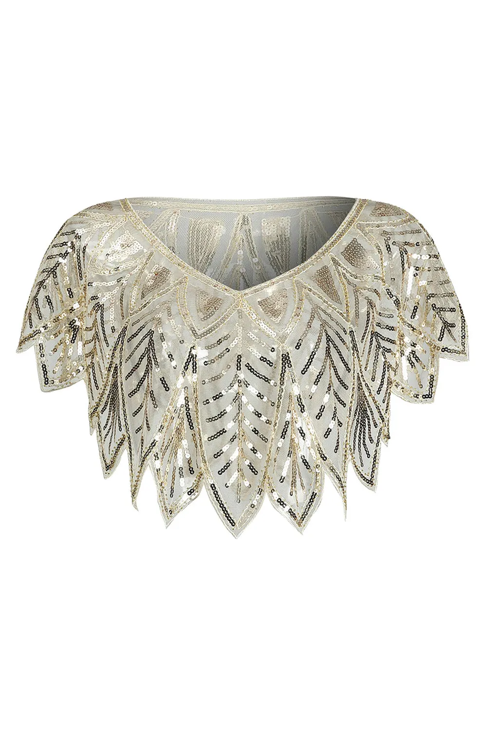 Ivory Sequin Glitter 1920s Cape sold by Zapaka