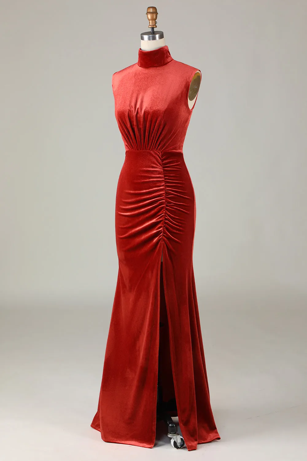 Mermaid Terracotta Velvet Sleeveless Bridesmaid Dress sold by Zapaka product image thumbnail 3
