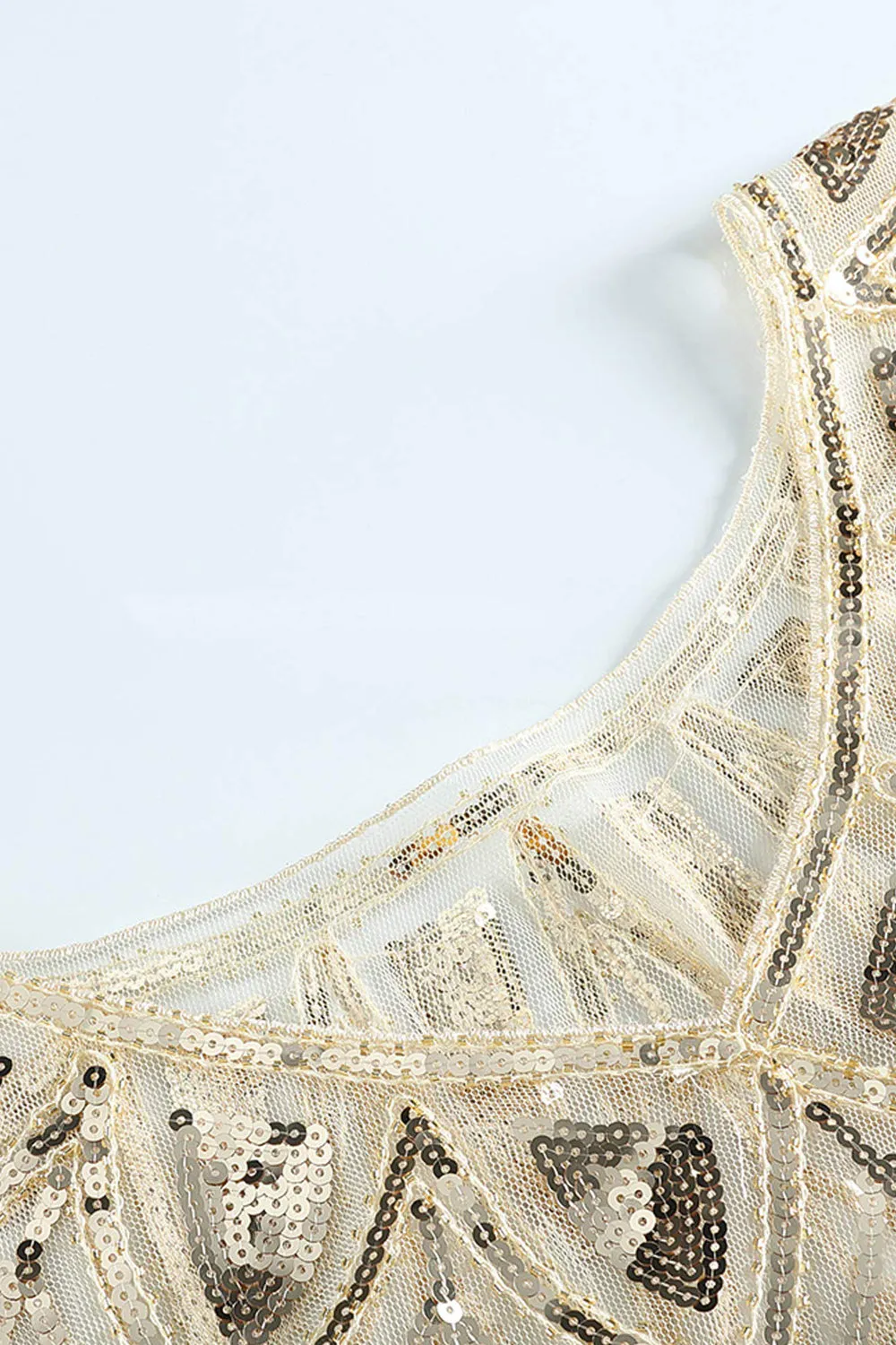 Ivory Sequin Glitter 1920s Cape sold by Zapaka product image thumbnail 3