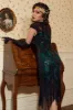 Black&Green Sequins 1920s Dress with Tassel sold by Zapaka