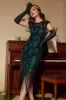 Black&Green Sequins 1920s Dress with Tassel sold by Zapaka