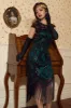 Black&Green Sequins 1920s Dress with Tassel sold by Zapaka