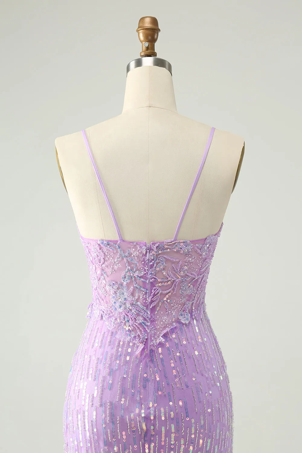 Sparkly Lilac Sequins Bodycon Mini Homecoming Dress with Slit sold by Zapaka product image thumbnail 5
