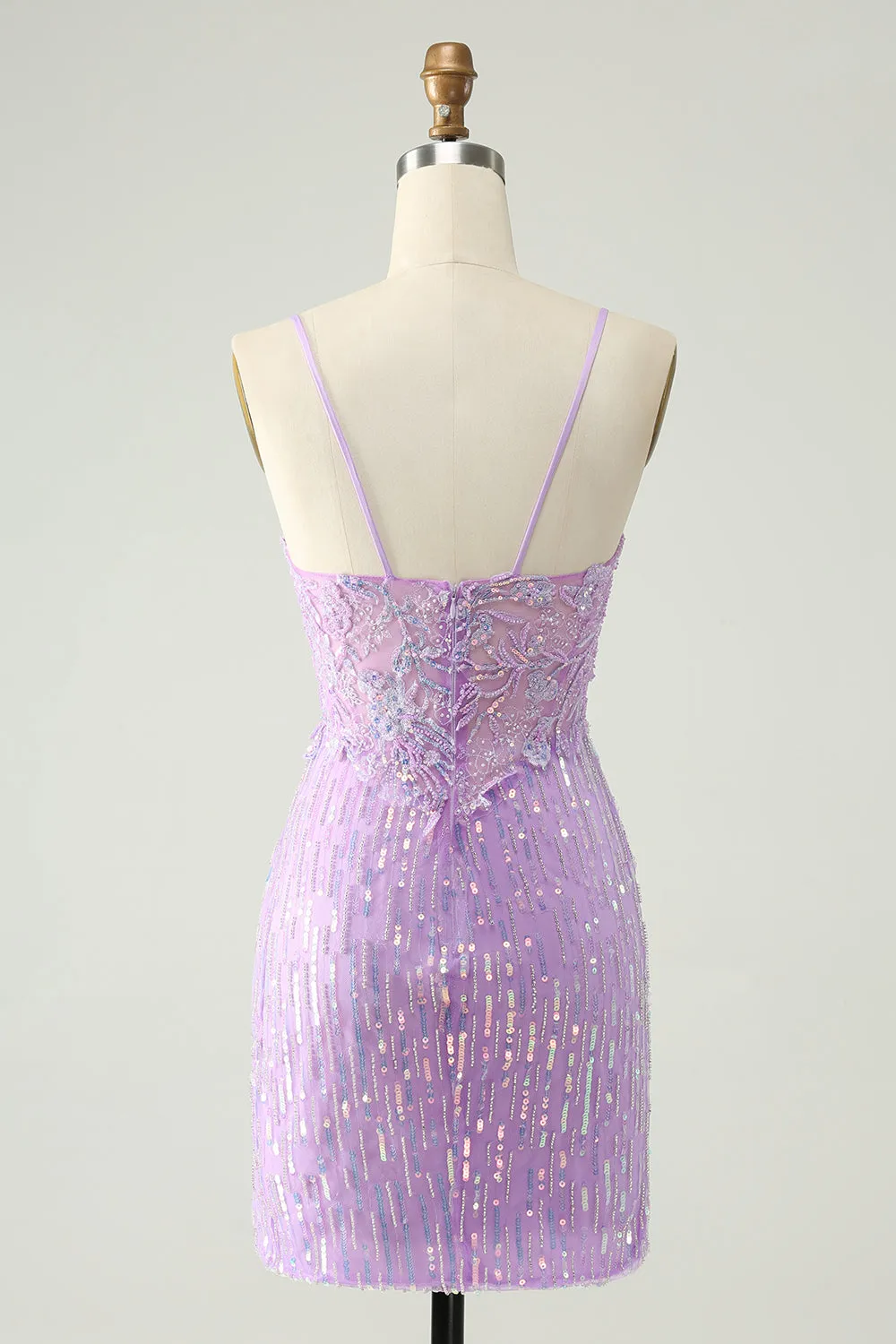 Sparkly Lilac Sequins Bodycon Mini Homecoming Dress with Slit sold by Zapaka product image thumbnail 2