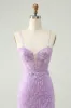 Sparkly Lilac Sequins Bodycon Mini Homecoming Dress with Slit sold by Zapaka