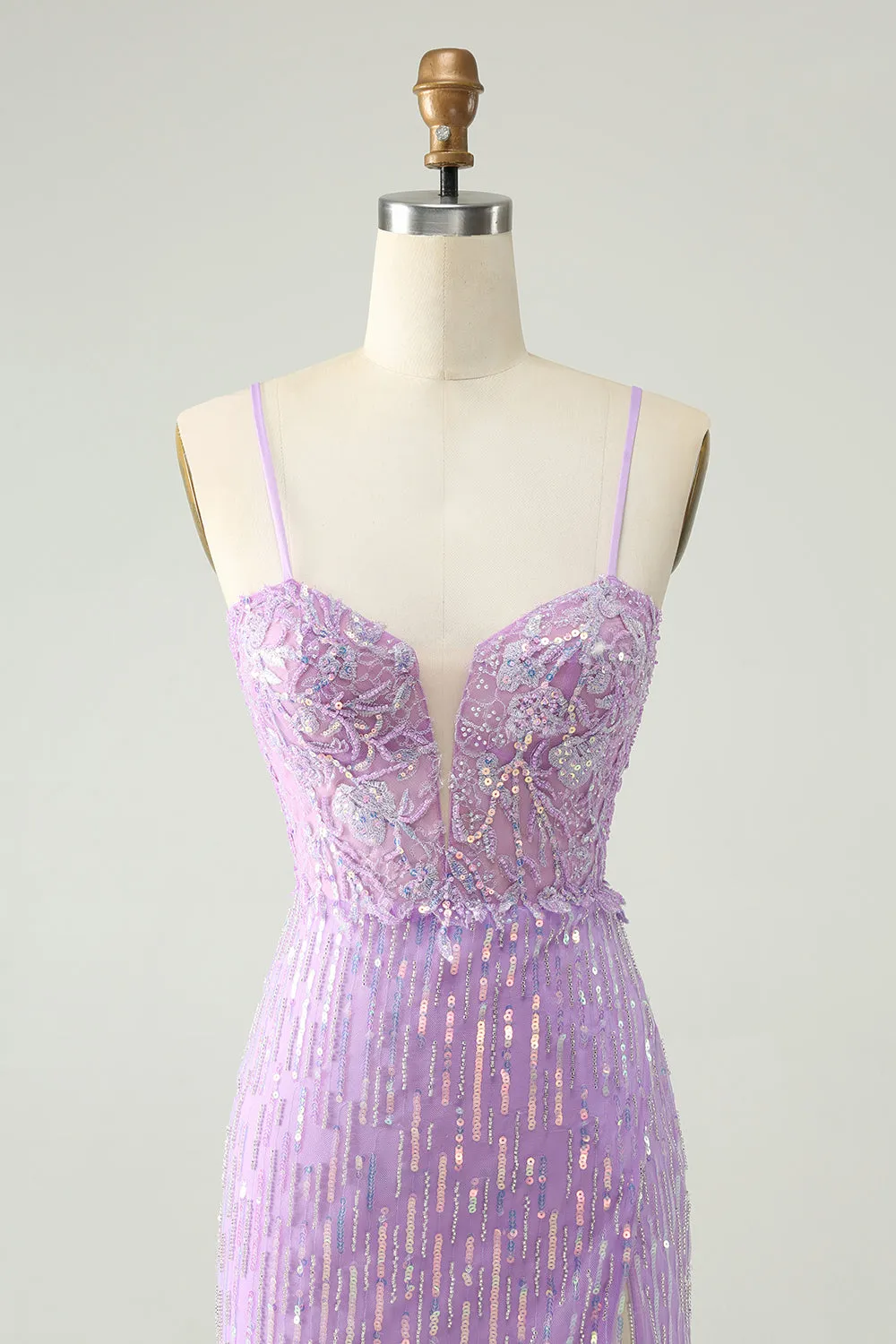 Sparkly Lilac Sequins Bodycon Mini Homecoming Dress with Slit sold by Zapaka product image thumbnail 4