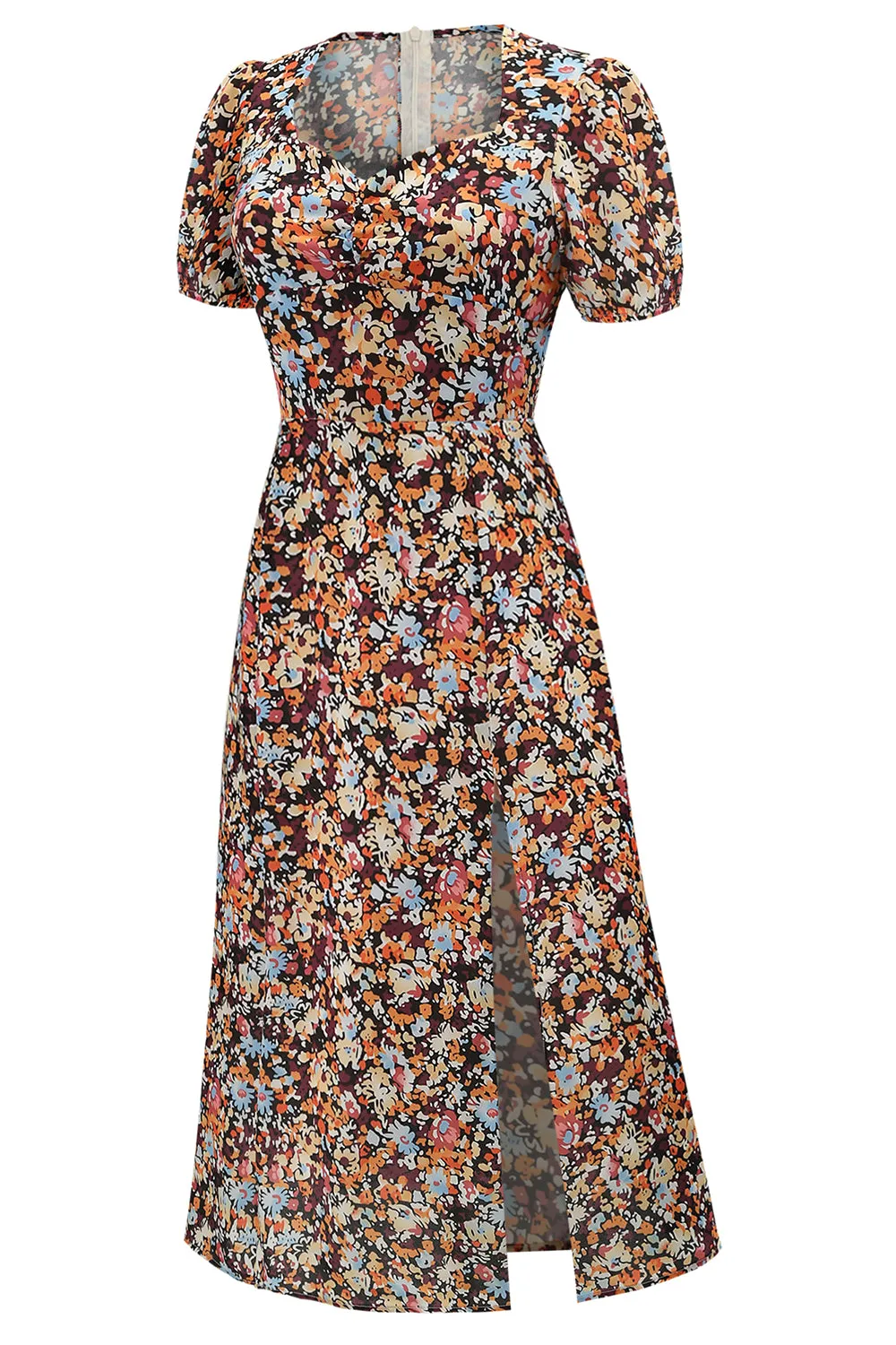 V Neck Floral 1950s Vintage Dress sold by Zapaka product image thumbnail 3