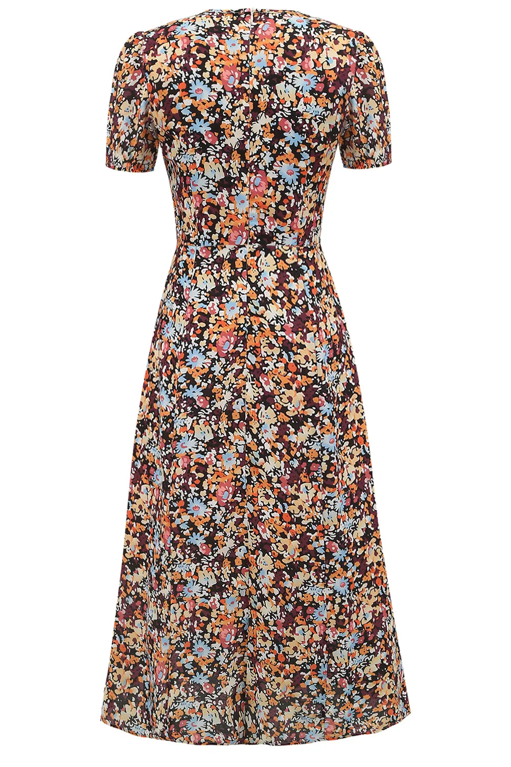 V Neck Floral 1950s Vintage Dress sold by Zapaka product image thumbnail 2