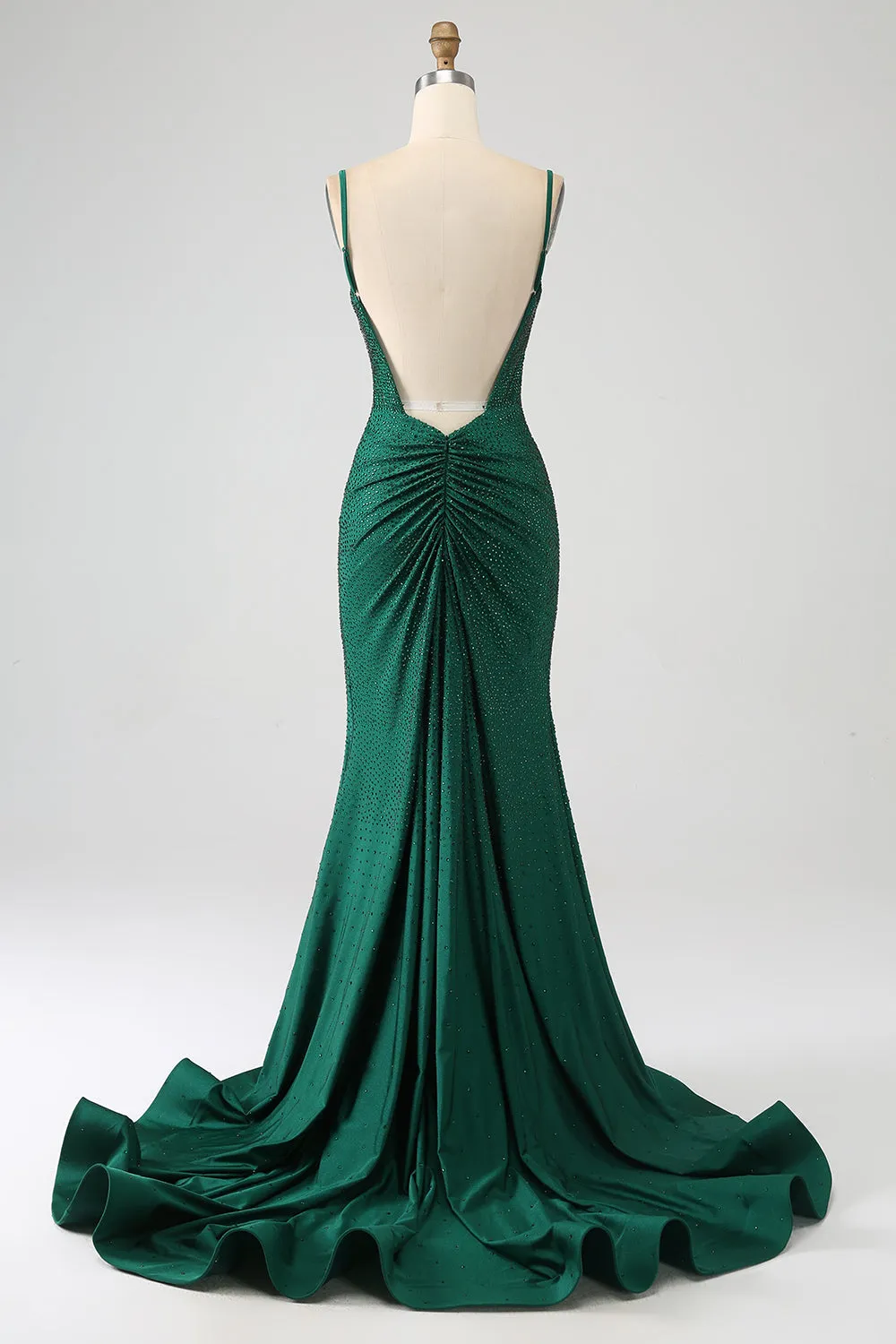 Sparkly Dark Green Beaded Long Mermaid Prom Dress with Slit sold by Zapaka product image thumbnail 2