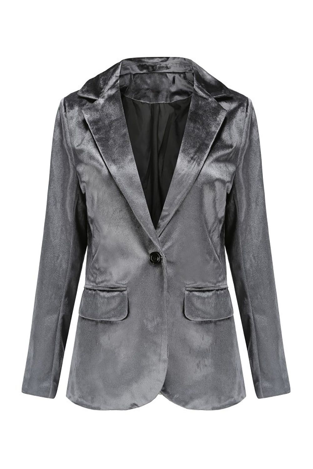 Black Notched Lapel One Button Women Blazer sold by Zapaka product image thumbnail 5