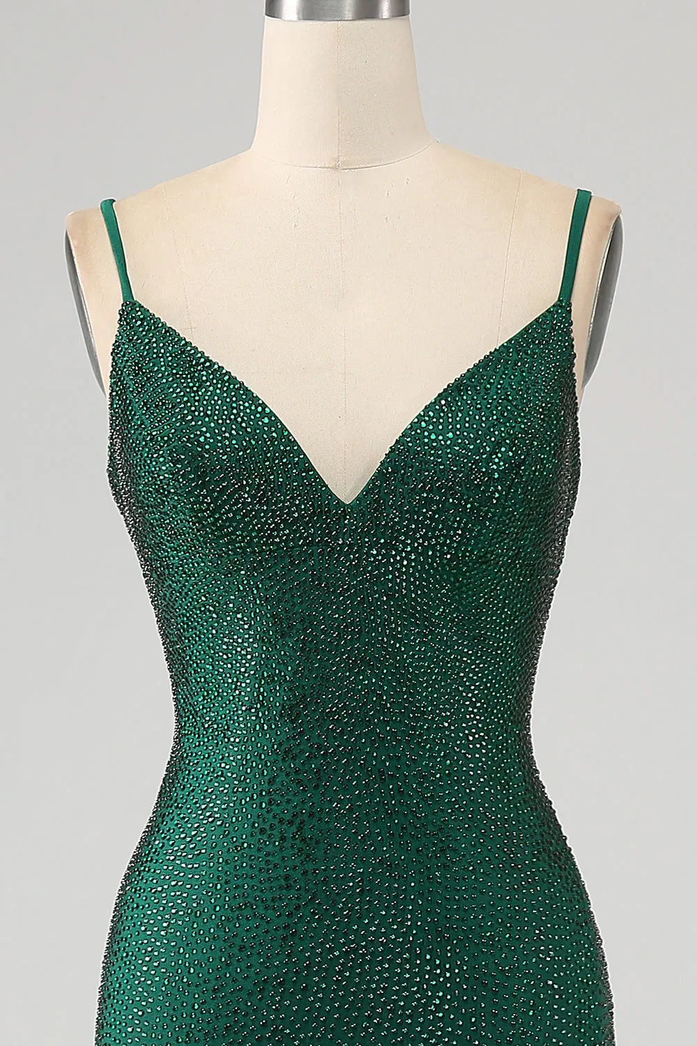 Sparkly Dark Green Beaded Long Mermaid Prom Dress with Slit sold by Zapaka product image thumbnail 4