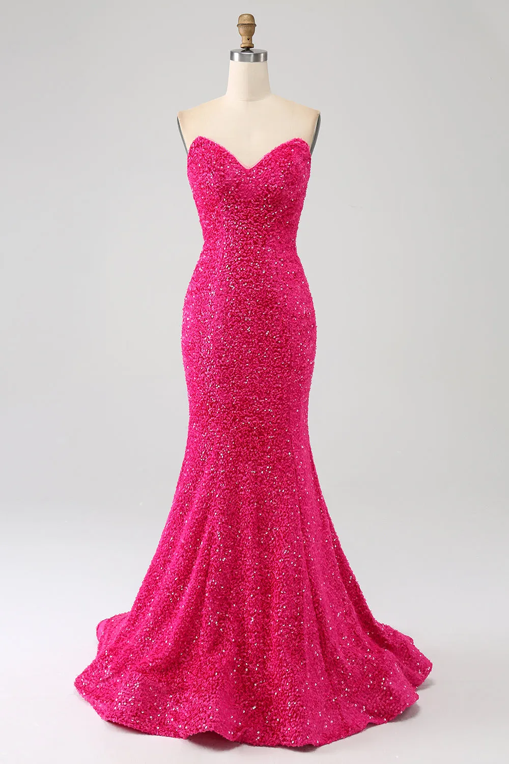 Bling Mermaid Sweetheart Hot Pink Sequins Long Prom Dress sold by Zapaka