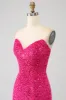 Bling Mermaid Sweetheart Hot Pink Sequins Long Prom Dress sold by Zapaka