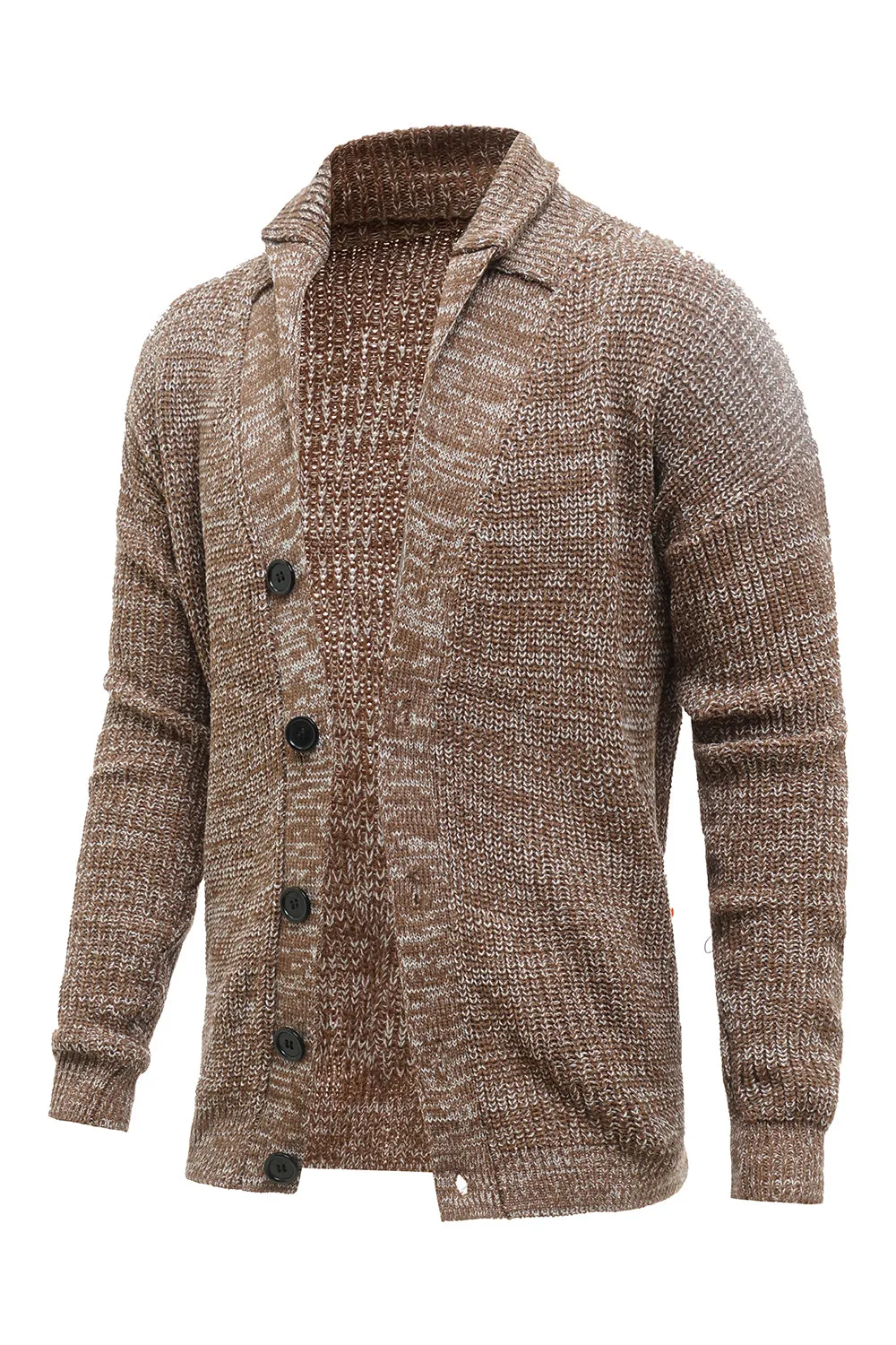 Khaki Shawl Collar Long Sleeves Loose Fit Men's Cardigan Sweater sold by Zapaka product image thumbnail 3