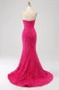 Bling Mermaid Sweetheart Hot Pink Sequins Long Prom Dress sold by Zapaka