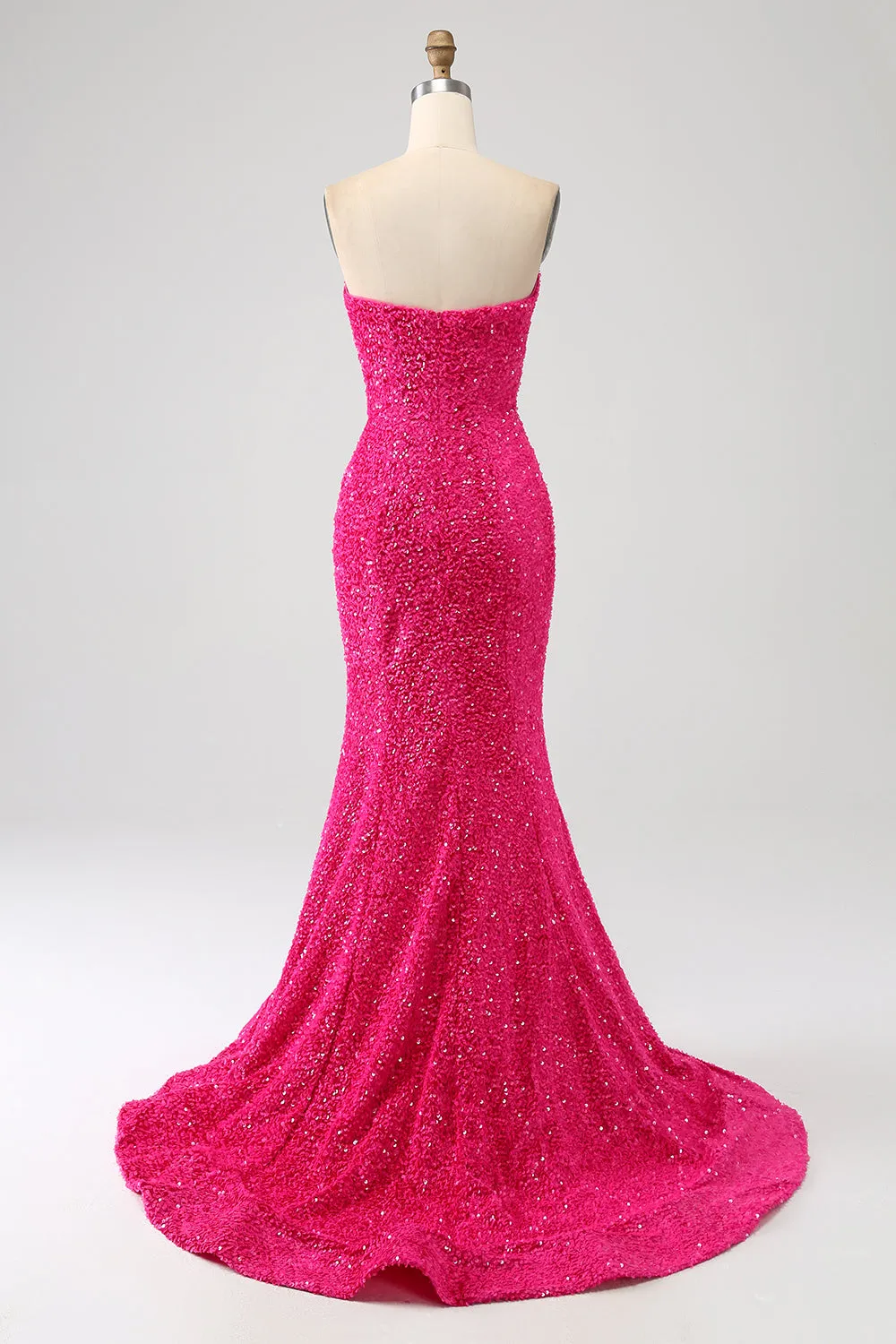 Bling Mermaid Sweetheart Hot Pink Sequins Long Prom Dress sold by Zapaka product image thumbnail 2