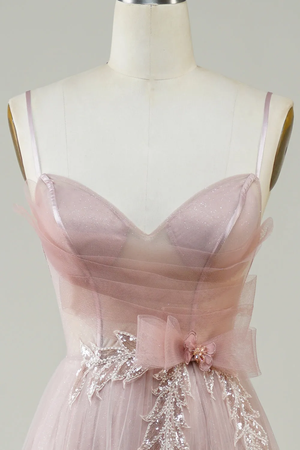 Blush A-Line Corset Long Tulle Prom Dress with Appliques sold by Zapaka product image thumbnail 4
