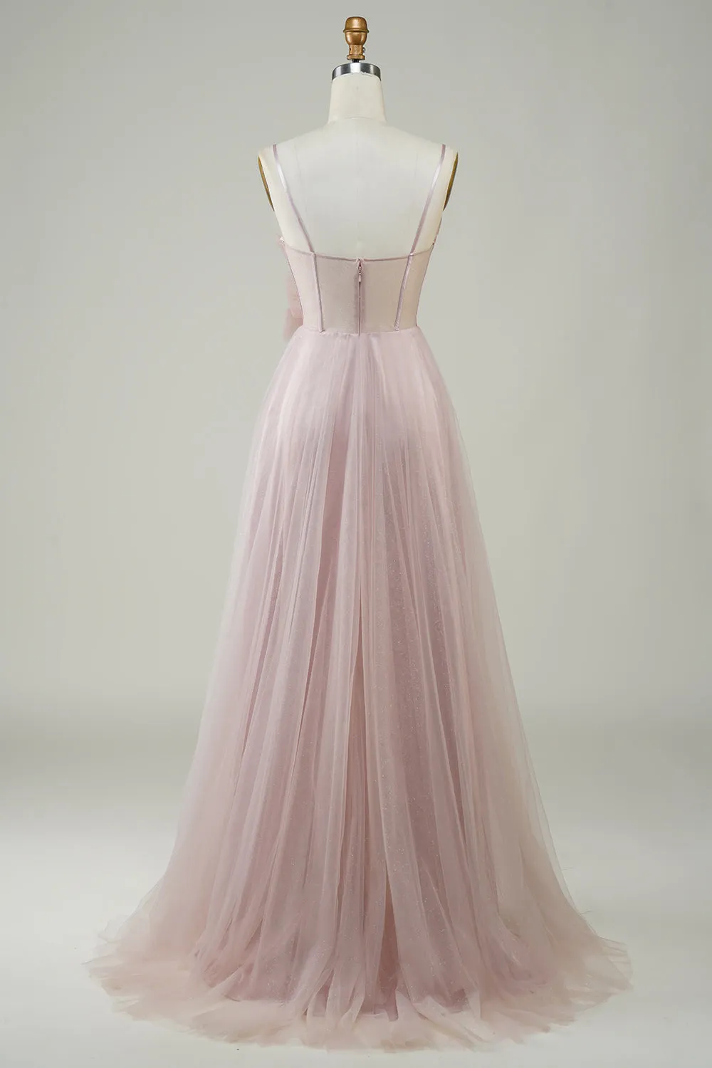 Blush A-Line Corset Long Tulle Prom Dress with Appliques sold by Zapaka product image thumbnail 2