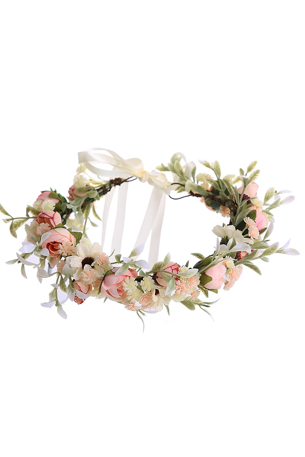 Blush Camellia Floral Crown Bridal Wedding Headband sold by Zapaka