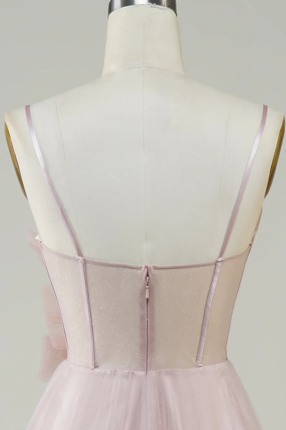 Blush A-Line Corset Long Tulle Prom Dress with Appliques sold by Zapaka product image thumbnail 5