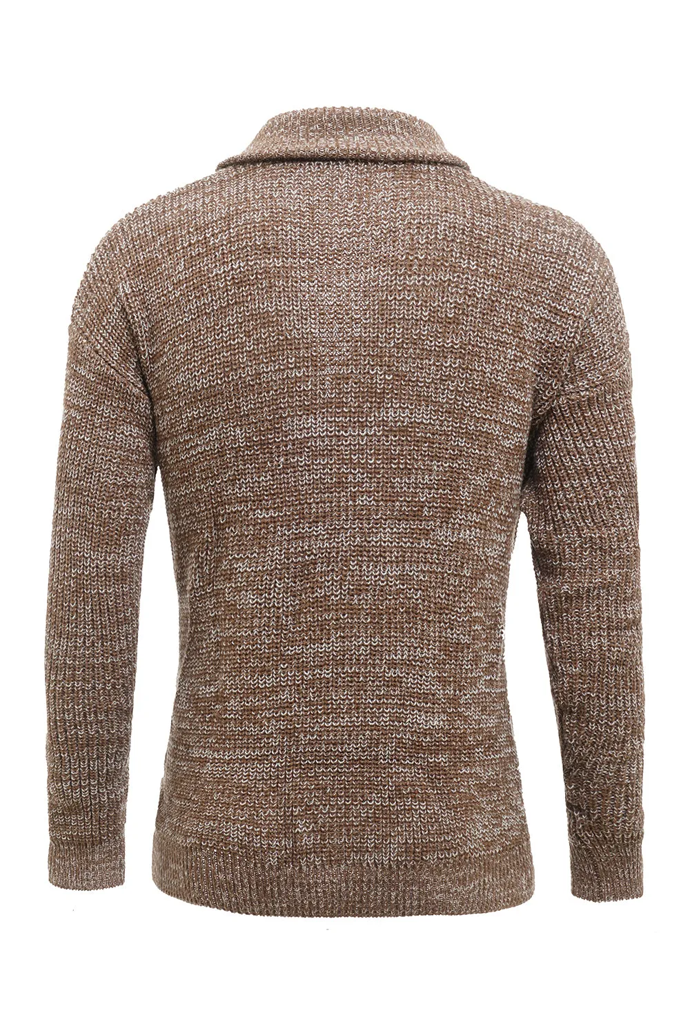 Khaki Shawl Collar Long Sleeves Loose Fit Men's Cardigan Sweater sold by Zapaka product image thumbnail 2