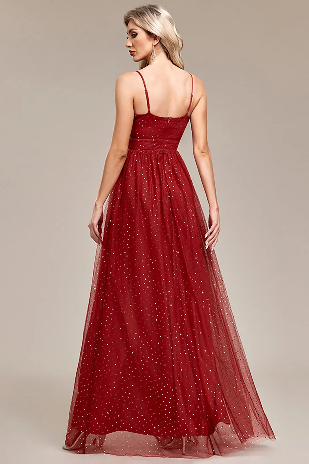 A-Line Sequins Rust Prom Dress with Slit sold by Zapaka product image thumbnail 2