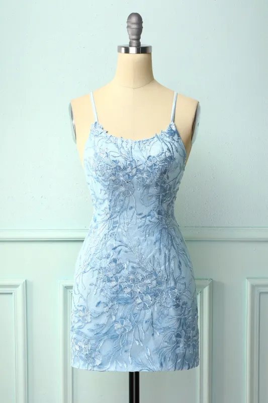 Sky Blue Spaghetti Straps Bodycon Dress sold by Zapaka