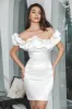 Simple White Bodycon Off the Shoulder Short Graduation Dress sold by Zapaka