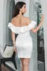 Simple White Bodycon Off the Shoulder Short Graduation Dress sold by Zapaka