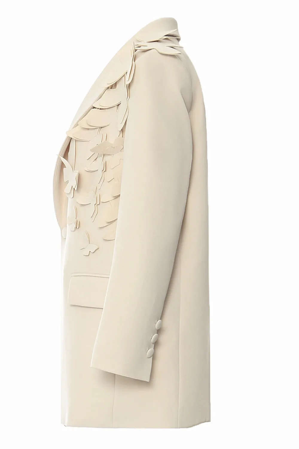 Beige Oversize Women Blazer with 3D Butterflies sold by Zapaka product image thumbnail 3