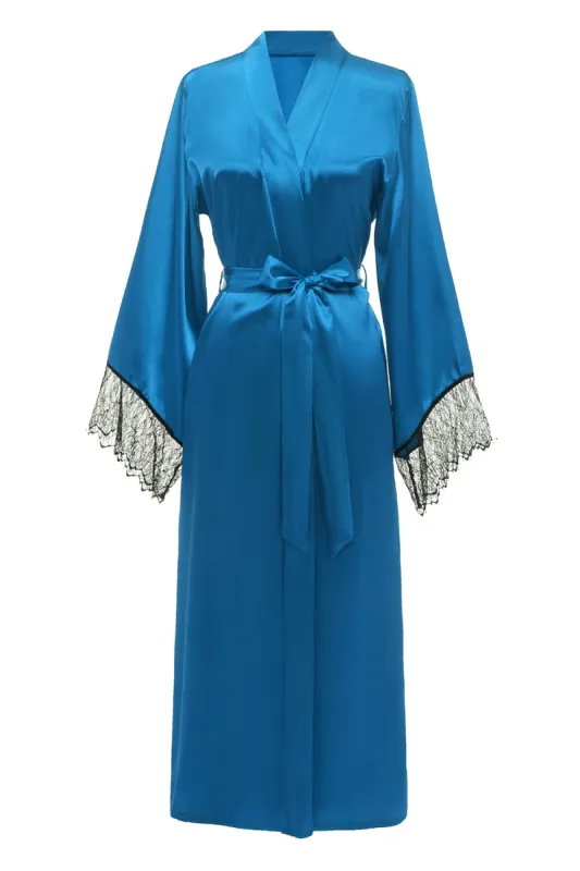 Blue Bridesamaid Robe With Lace sold by Zapaka