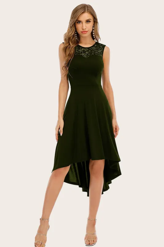 High Low Jewel Army Green Lace Dress sold by Zapaka