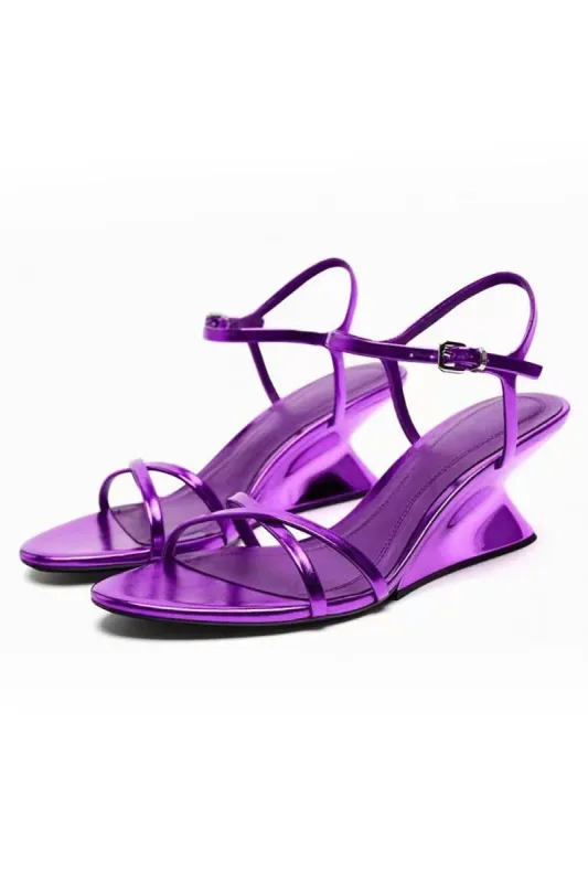 Purple Ankle Strap Heeled Sandal sold by Zapaka