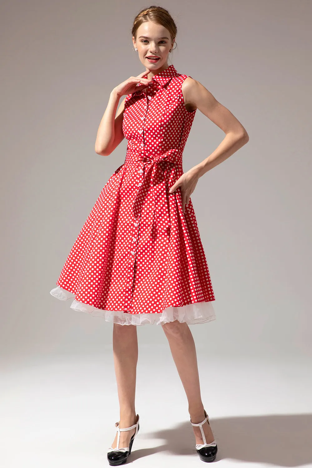 Sleeveless Polka Dot 1950s Dress sold by Zapaka product image thumbnail 5