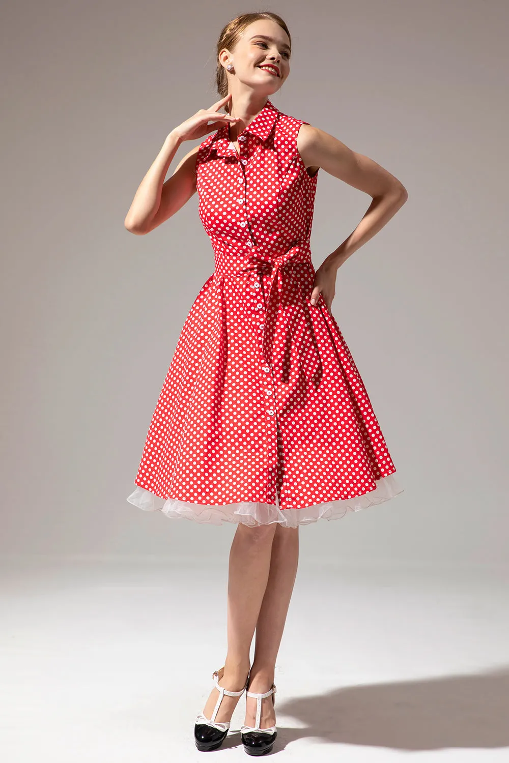 Sleeveless Polka Dot 1950s Dress sold by Zapaka product image thumbnail 3