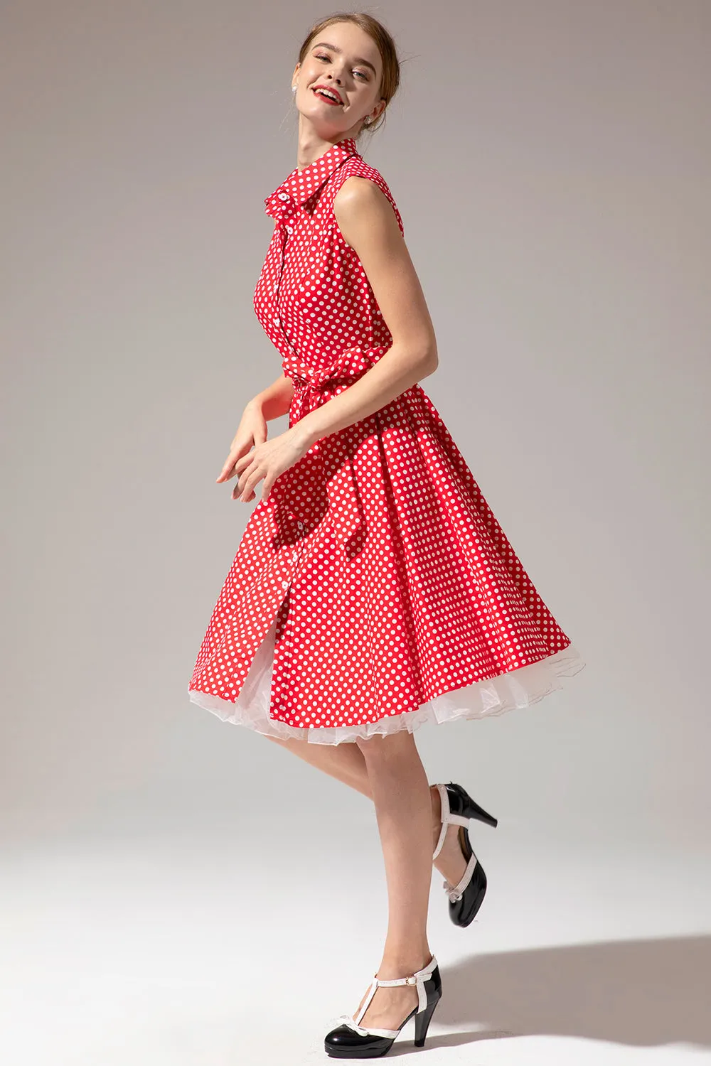 Sleeveless Polka Dot 1950s Dress sold by Zapaka product image thumbnail 4