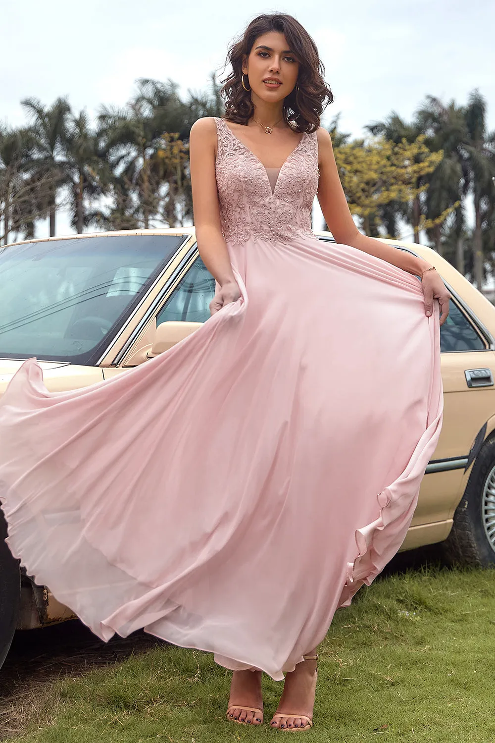 Blush Appliques Chiffon Prom Dress sold by Zapaka product image thumbnail 4