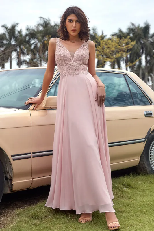 Blush Appliques Chiffon Prom Dress sold by Zapaka