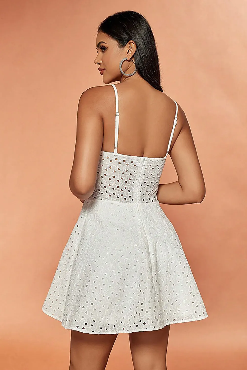 White A-Line Spaghetti Straps Short Lace Graduation Dress sold by Zapaka product image thumbnail 2