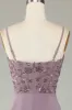 Spaghetti Straps Beaded Dusty Pink Bridesmaid Dress sold by Zapaka