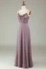 Spaghetti Straps Beaded Dusty Pink Bridesmaid Dress sold by Zapaka